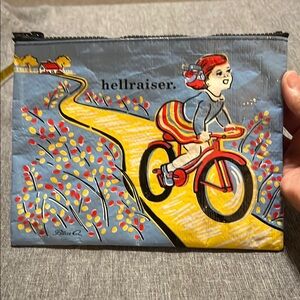 NWT colorful BLUE Q 'Hellraiser' Pouch with Bicycle Design